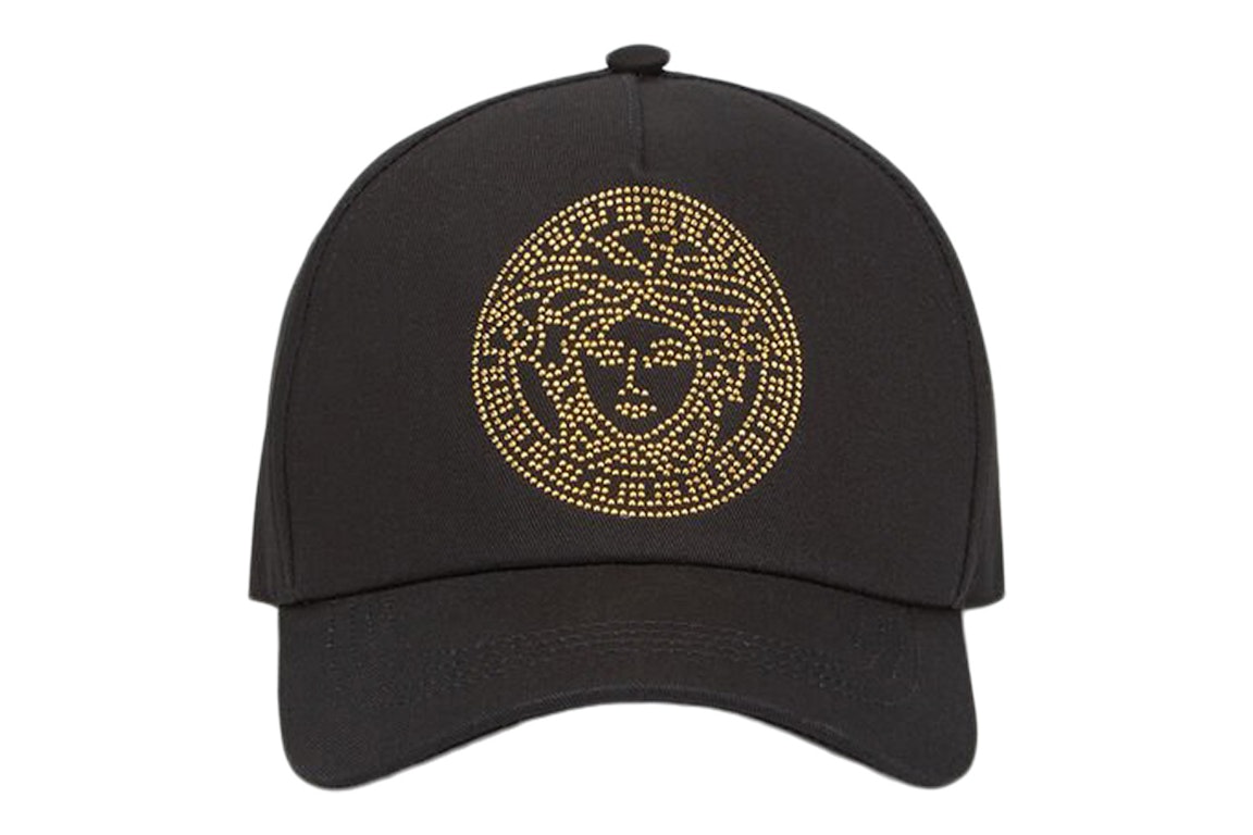 Pre-owned Versace Medusa Studded Cap Black/gold
