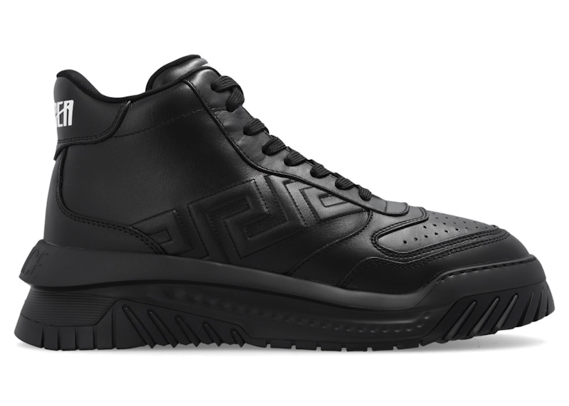 Pre-owned Versace Men's Odissa High Top Sneakers In Black