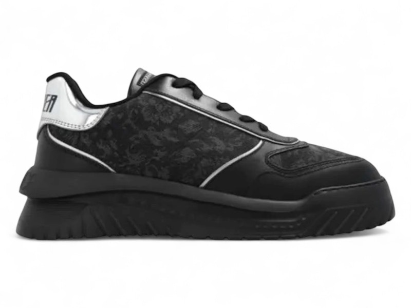 Pre-owned Versace Men's  Odyssey Low Top Sneakers In Black/silver In Multi