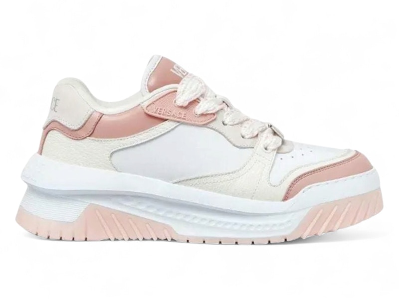 Pre-owned Versace Odyssey Low Top (women's) Sneakers In White/pink In Multi