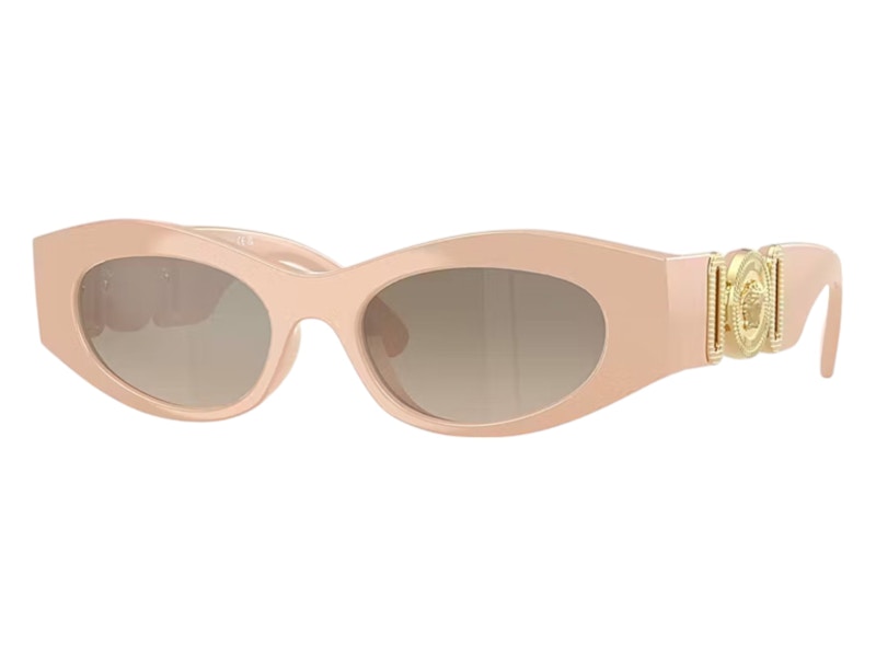 Pre-owned Versace Women's Oval Sunglasses Brown/grey/brownmirror In Nude (ve4480u 54946i)