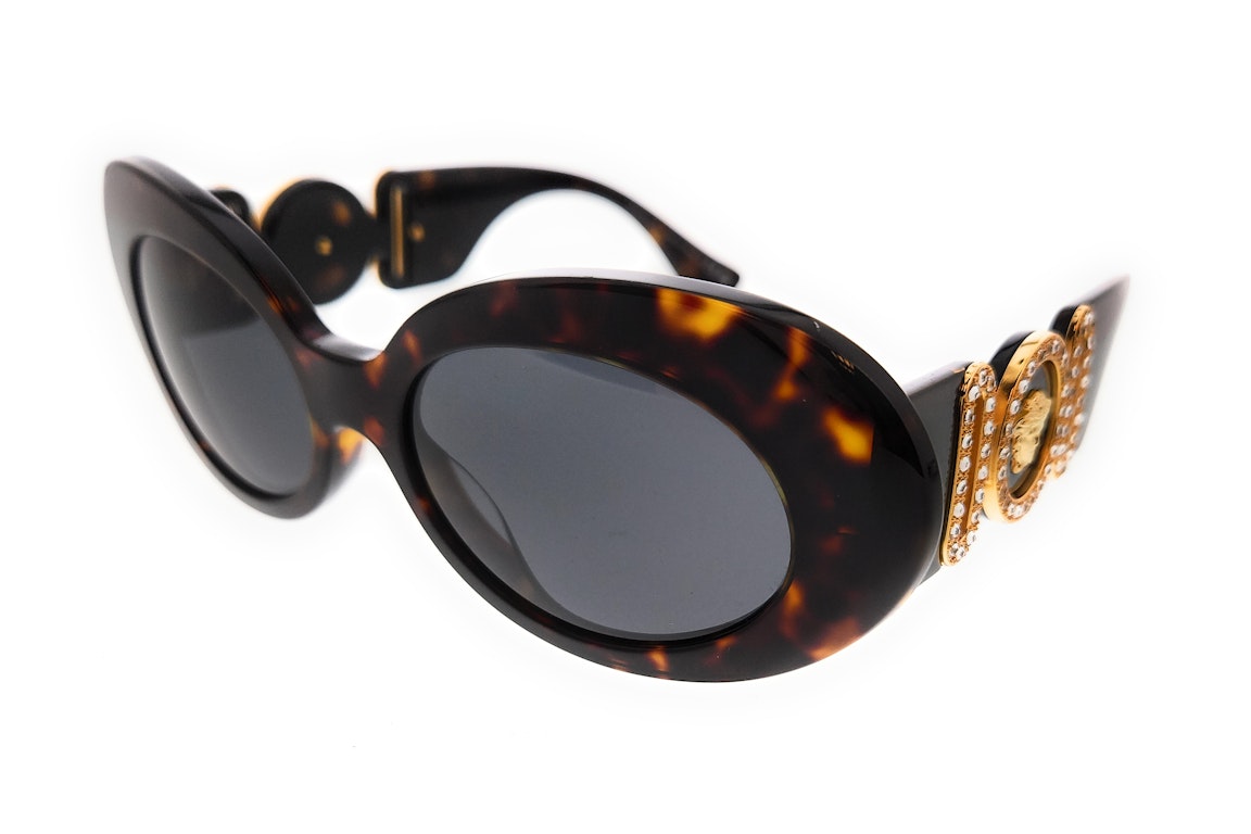 Pre-owned Versace Oval Sunglasses Dark Havana Ves111803
