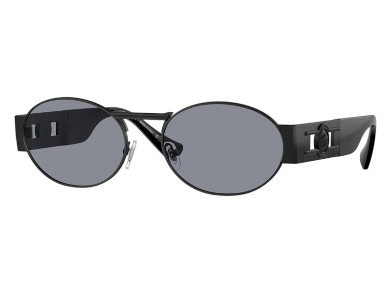 Pre-owned Versace Men's Oval Sunglasses Gray In Black (ve2264 1261/1)