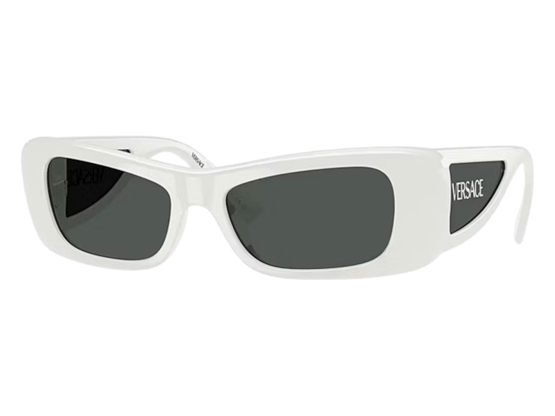 Pre-owned Versace Women's Oval Sunglasses Gray In White (ve4481 314/87)