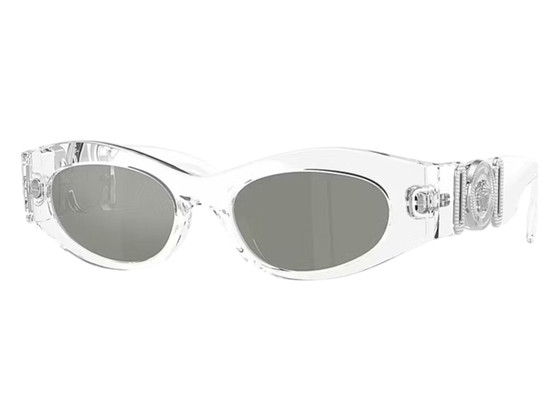 Pre-owned Versace Women's Oval Sunglasses Green/mirror Silver In Crystal (ve4480u 148/30)