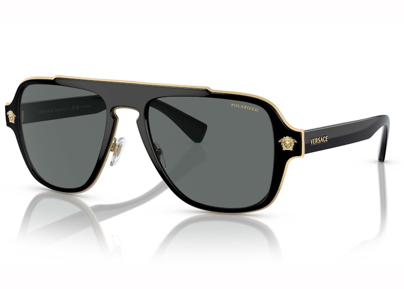Pre-owned Versace Women's Polarised Medusa Retro Charm Sunglasses In Dark Grey/black (ve2199 56)