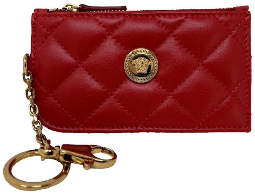 Versace Red Leather Lanyard Card Holder Versace