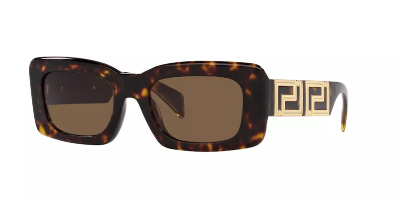 Pre-owned Versace Rectangle Sunglasses In Havana/dark Brown (ve4444u/10873)
