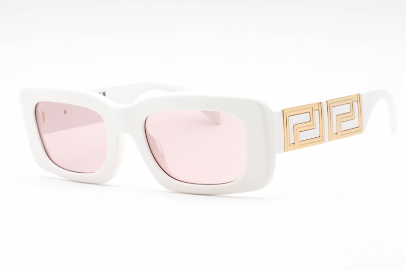 Pre-owned Versace Rectangle Sunglasses/5) In White/pink (ve4444u/314