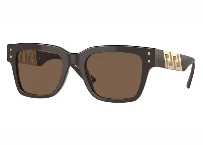 Pre-owned Versace Women's Rectangular Sunglasses In Brown