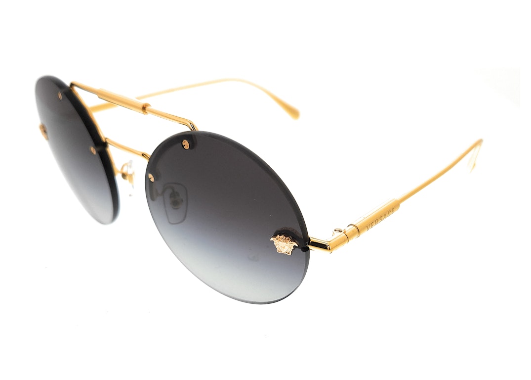 Pre-owned Versace Round Sunglasses Gold/black Ves111625