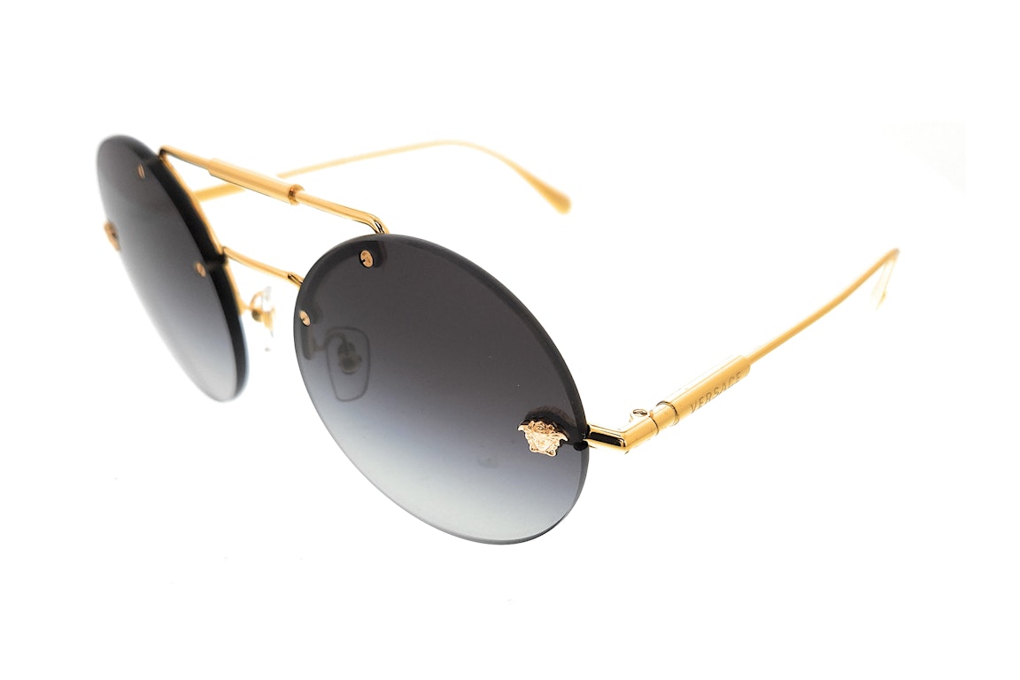 Pre-owned Versace Round Sunglasses Gold/black Ves111625