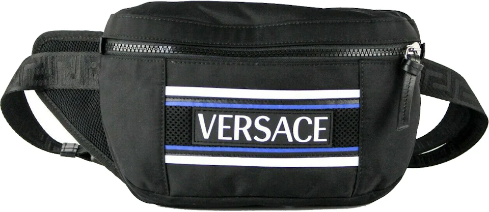Versace Rubber Logo Belt Bag Medium Black in Nylon/Mesh - US