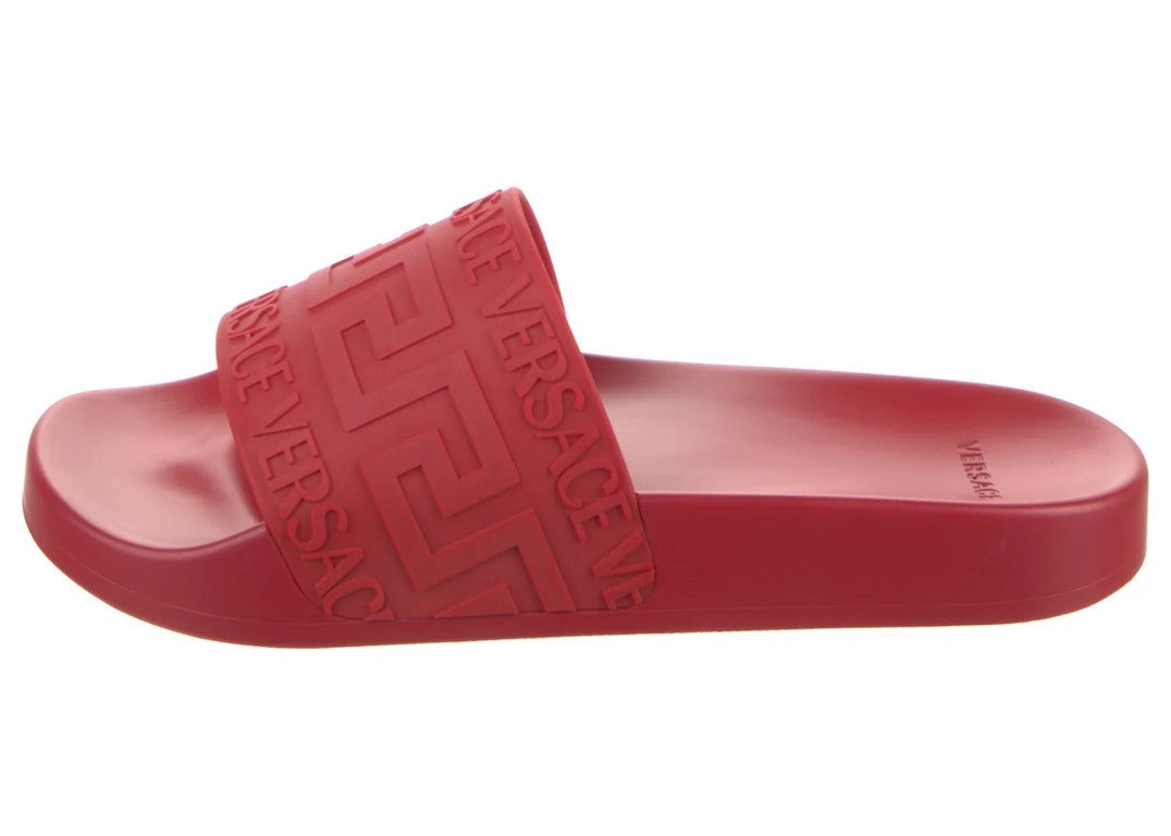 Pre-owned Versace Rubber Pool Slide Red
