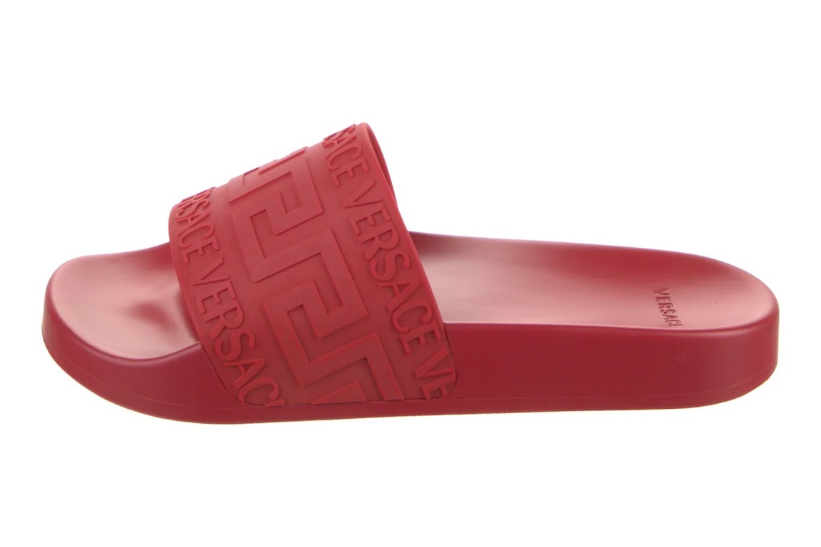 Pre-owned Versace Rubber Pool Slide Red