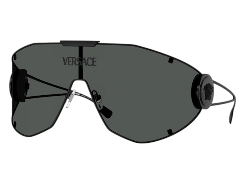 Pre-owned Versace Men's Shield Sunglasses Gray In Black (ve2268 143387)