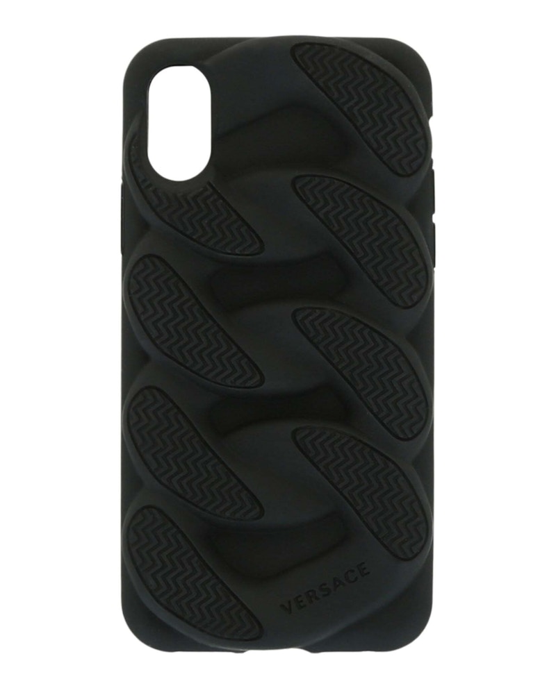 Pre-owned Versace Men's Silicone Chain Reaction Iphone X Case In Black