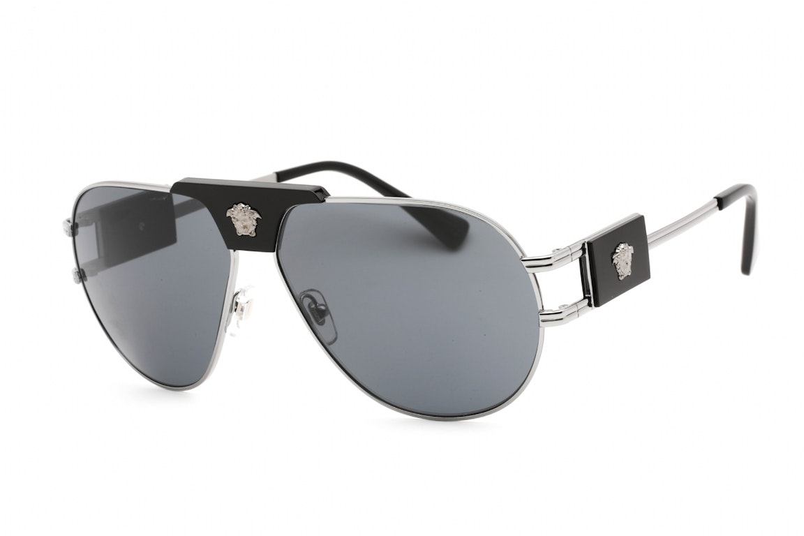 Pre-owned Versace Special Project Aviator Sunglasses Silver (ve2252-100187)