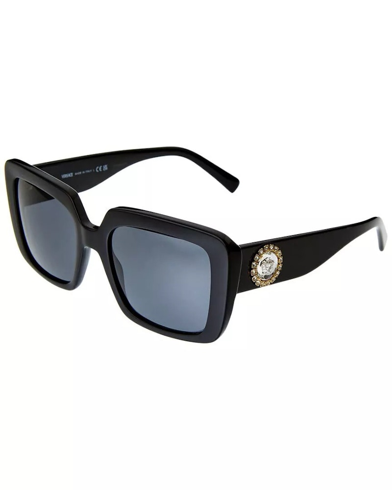 Pre-owned Versace Square Sunglasses54 54) In Black/dark Grey (ve4384b/gb187