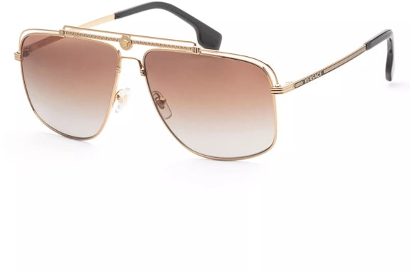 Versace Lunettes de soleil carrées Doré/Marron dégradé (VE2242-100289-61 61)