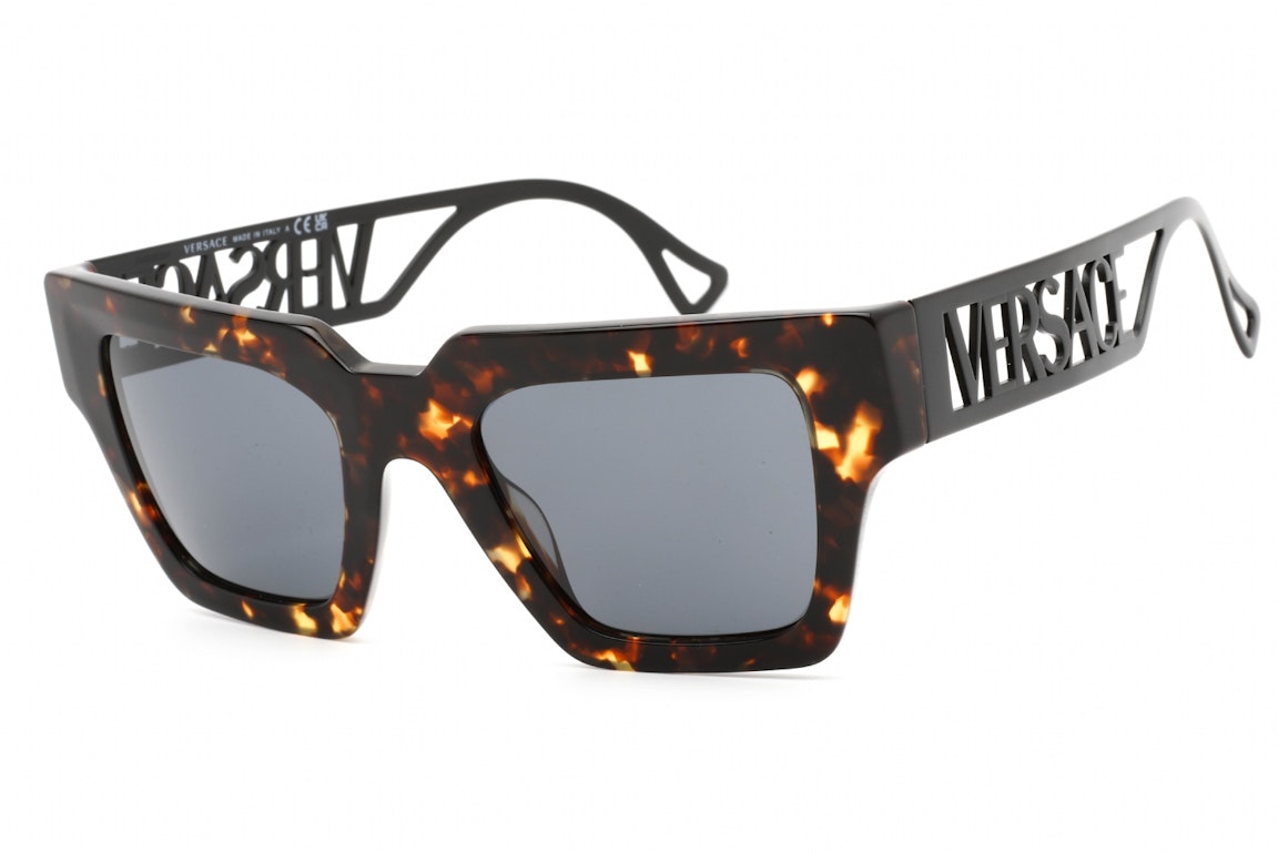Pre-owned Versace Square Sunglasses Havana/dark Grey (ve4431-514887)