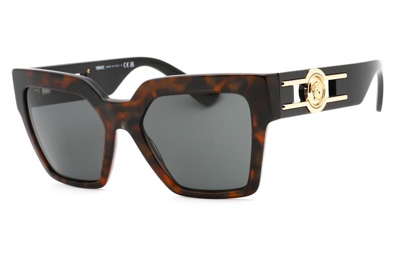 Pre-owned Versace Square Sunglasses In Havana/dark Grey (ve4458/542987)