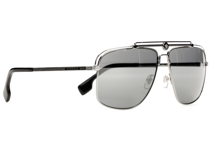 Pre-owned Versace Men's Square Sunglasses In Silver (ve2242/10016g)
