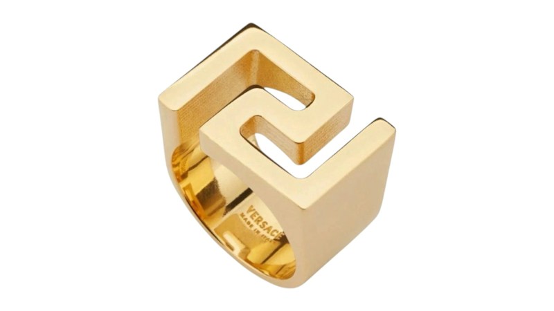 Versace Statement Band Ring Metal Gold Tone