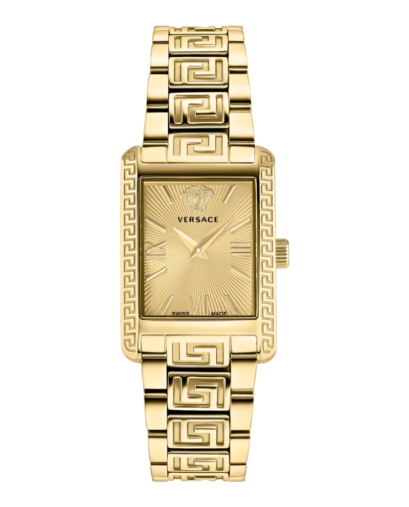 Pre-owned Versace Women's Tonneau Ve1c01324 Watch In Stainless Steel