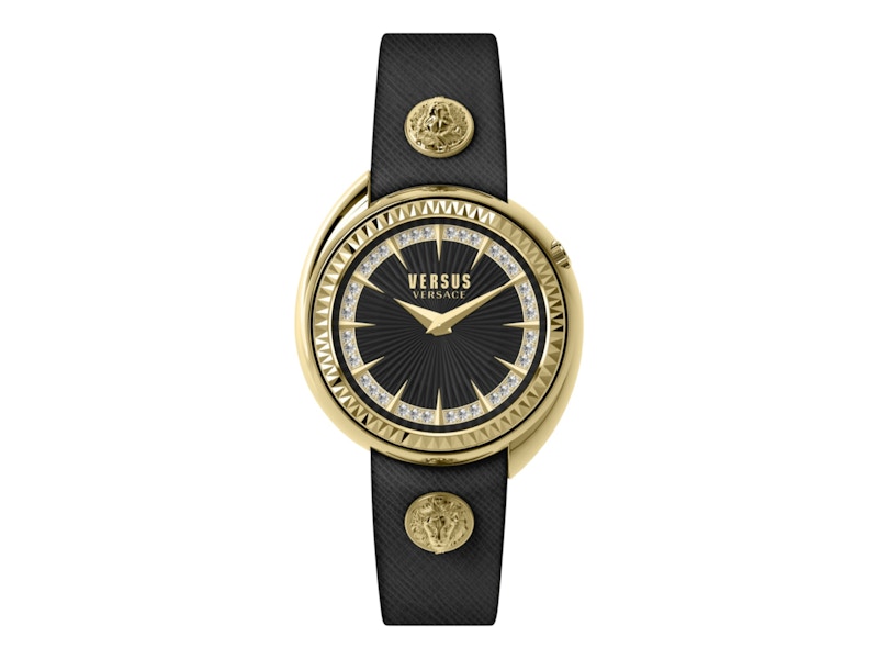 Pre-owned Versus Women's Versace Versace Tortona Crystal Leather Watch Vsphf2221 In Stainless Steel