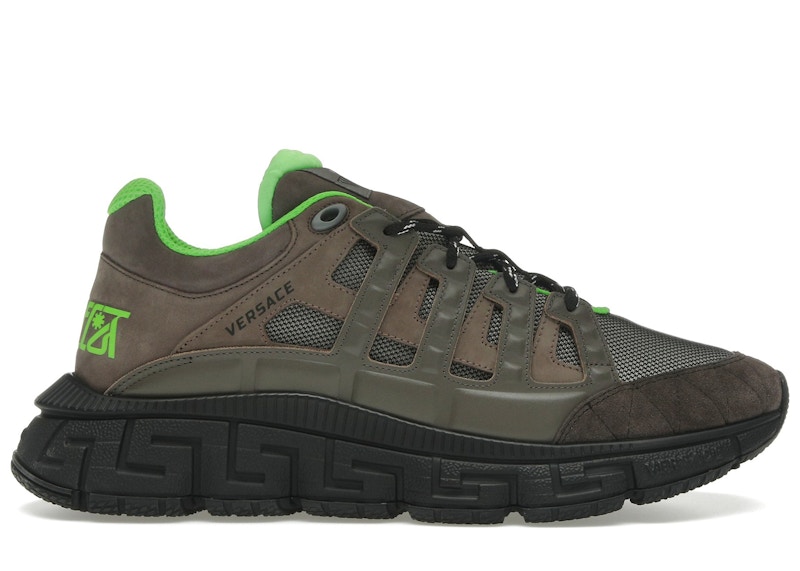 Pre-owned Versace Men's  Trigreca Sneakers In Pepper/taupe