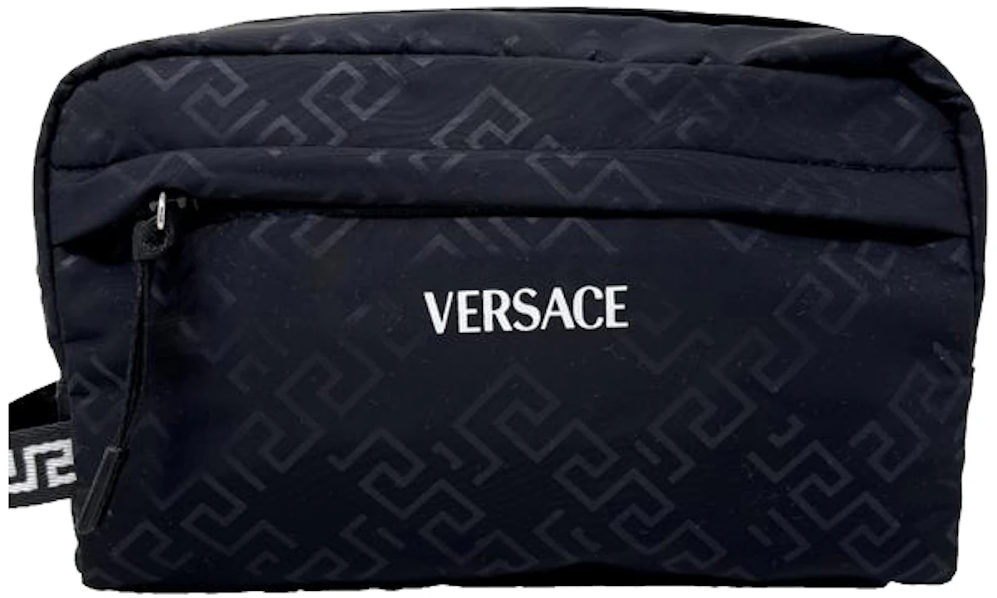 Versace Unisex Clutch Black in Nylon with Silver-tone - GB