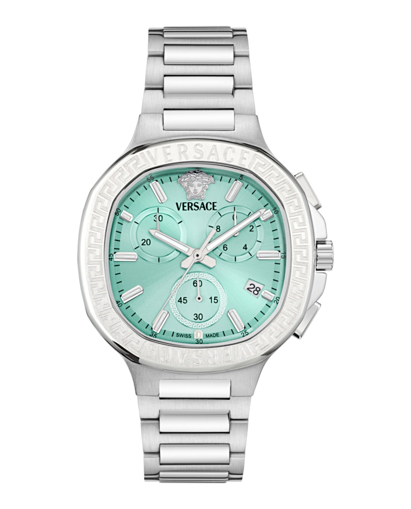 Pre-owned Versace Women's Vchrono Square Bracelet Vevca0324 Watch In Stainless Steel In Silver