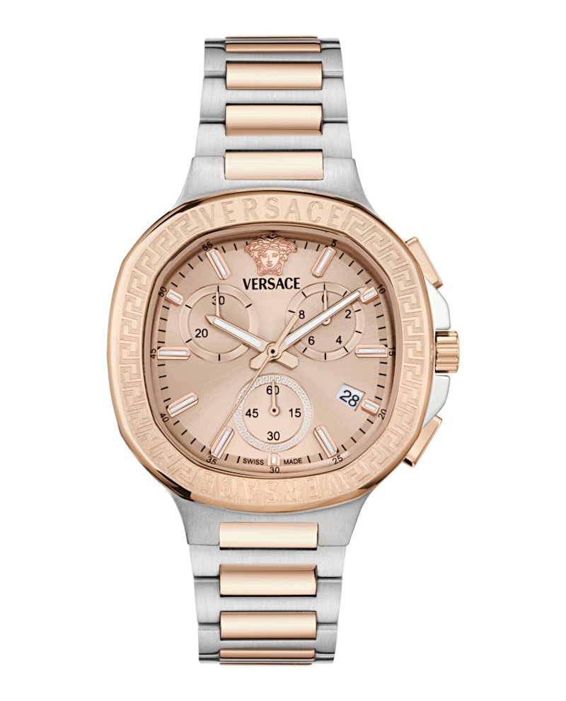 Pre-owned Versace Women's Vchrono Square Bracelet Vevca0524 Watch In Stainless Steel In Silver