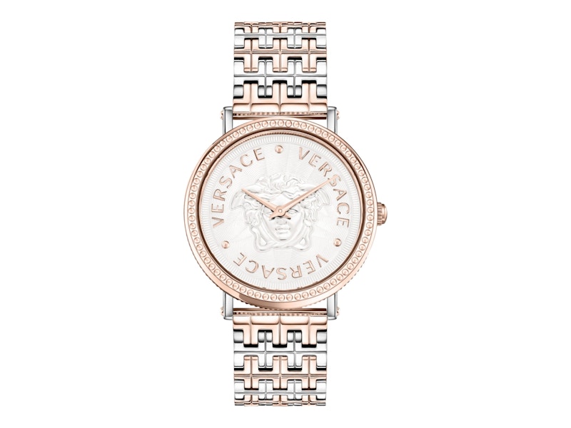 Pre-owned Versace Women's  V Dollar Veqx00722 Watch In Stainless Steel