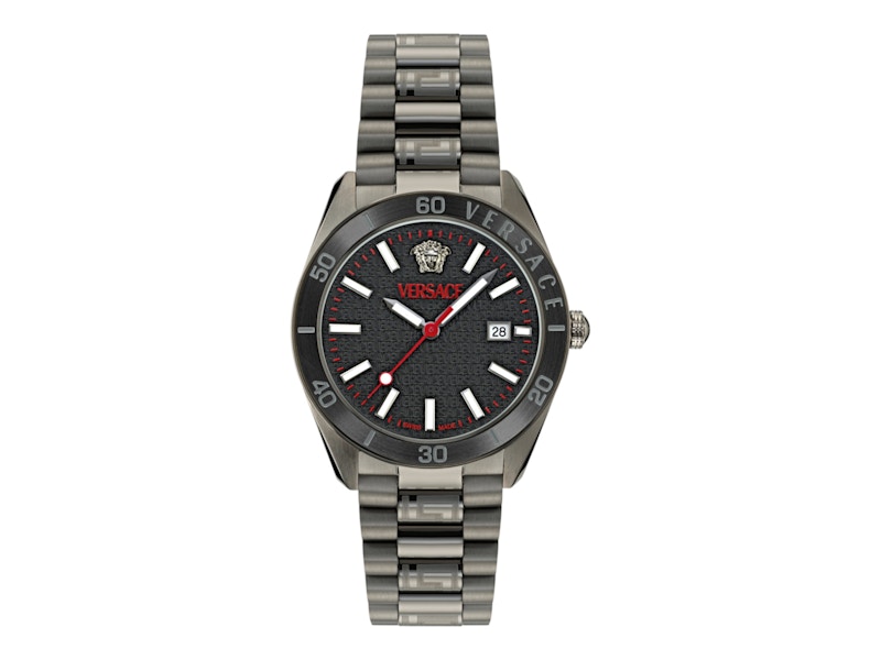 Pre-owned Versace Men's Vdome Bracelet Ve8e00724 Watch In Stainless Steel In Silver