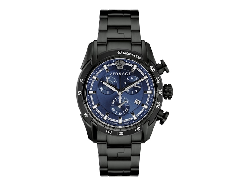 Pre-owned Versace Men's  Vray Chronograph Ve2i00521 Watch In Stainless Steel In Silver