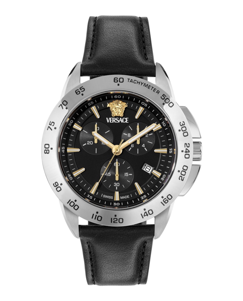 Men's Versace VSport Chrono Leather Watch VEKIA0125 in Stainless Steel
