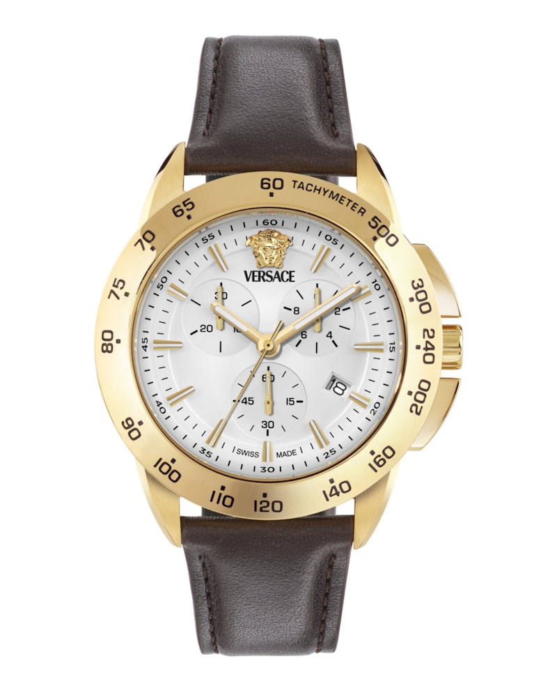 Men's Versace VSport Chrono Leather Watch VEKIA0325 in Stainless Steel