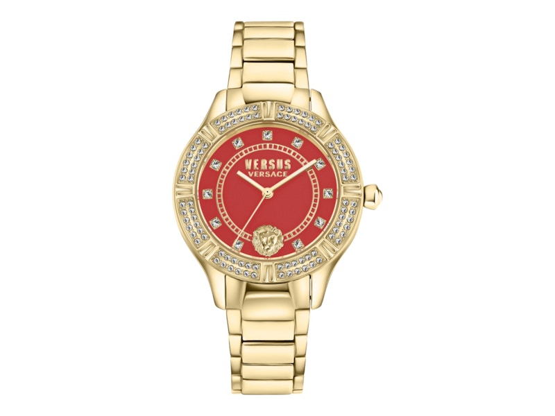 Pre-owned Versus Women's  Versace Canton Road Crystal Vsp264321 Watch In Stainless Steel In Silver