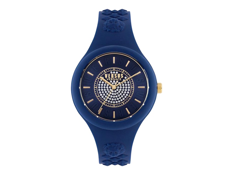 Pre-owned Versus Women's  Versace Fire Island Crystal Vspoq1r21 Watch In Stainless Steel In Silver