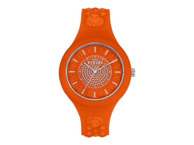 Pre-owned Versus Women's  Versace Fire Island Crystal Vspoq1u21 Watch In Stainless Steel In Silver