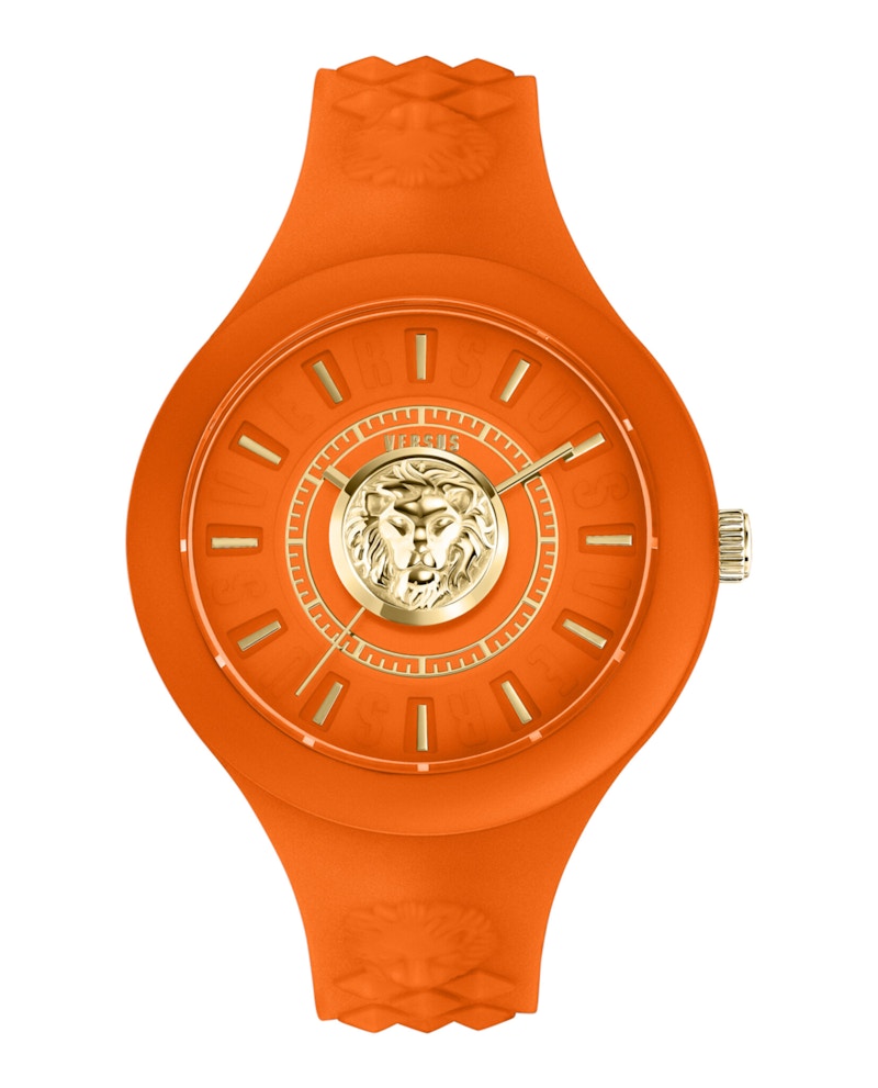 Pre-owned Versus Women's Versace Versace Fire Island Lion Strap Vspoq2b21 Watch In Stainless Steel In Silver