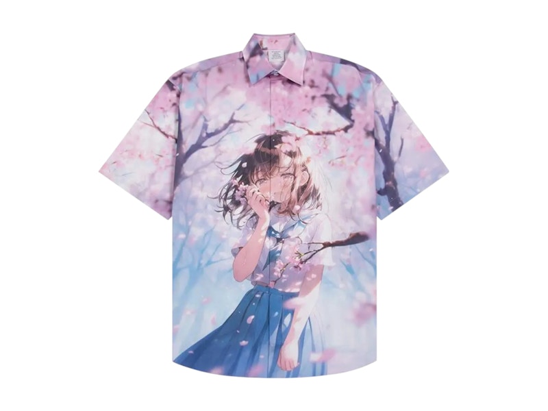 Pre-owned Vetements Anime Short Sleeved Shirt In Blue