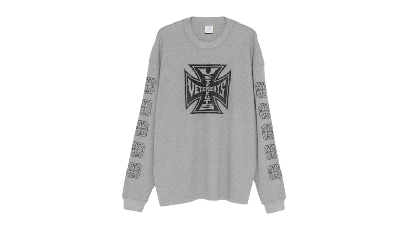 Vetements Biker Cross Waffle Longsleeve Sweats Grey Melange Men's