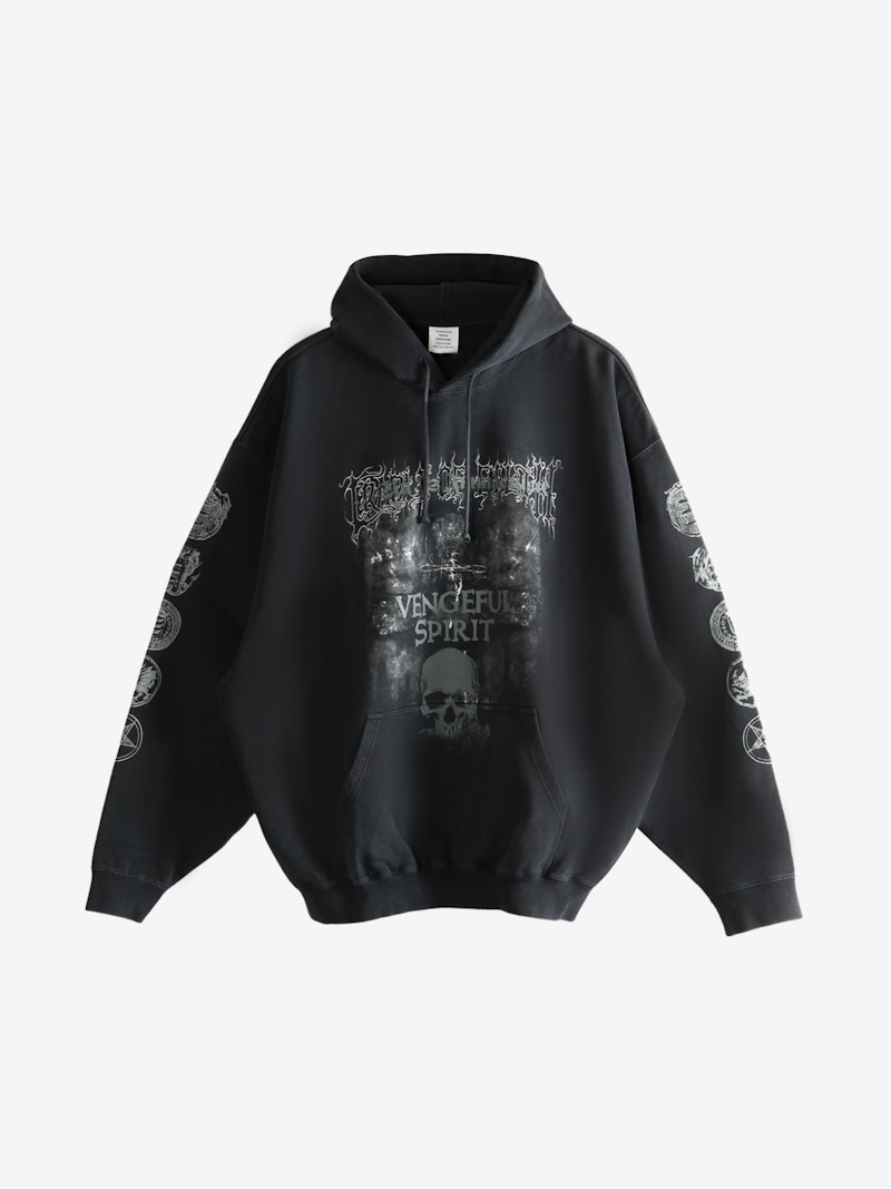 Trai venti 20471120 プリント 原宿 サイズM ブラック Vetements Cof Vengeful Spirit Oversized Hoodie Magnet メンズ