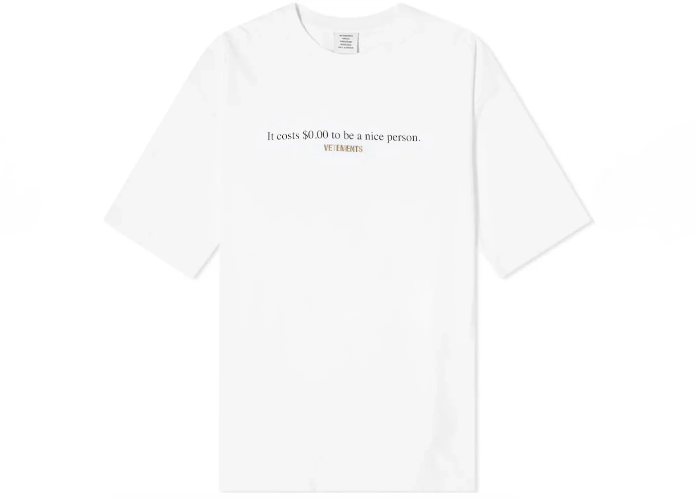 Vetements Nice Person T-shirt White Men's - FW22 - US