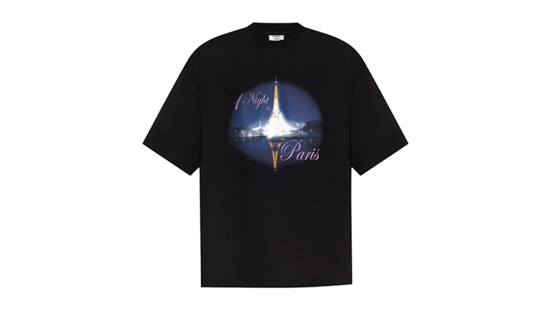 Vetements Night In Paris Oversized T-shirt Washed Black Men's