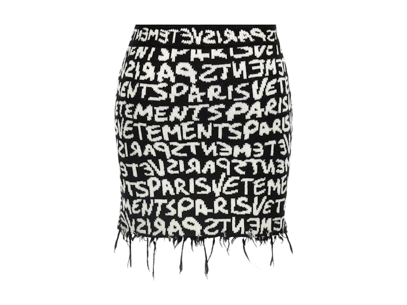 スカート VETEMENTS 'Vetements Paris Monogram Mini' skirt White/Black Vetements Paris Monogram Mini Skirt Black/White Men's - US