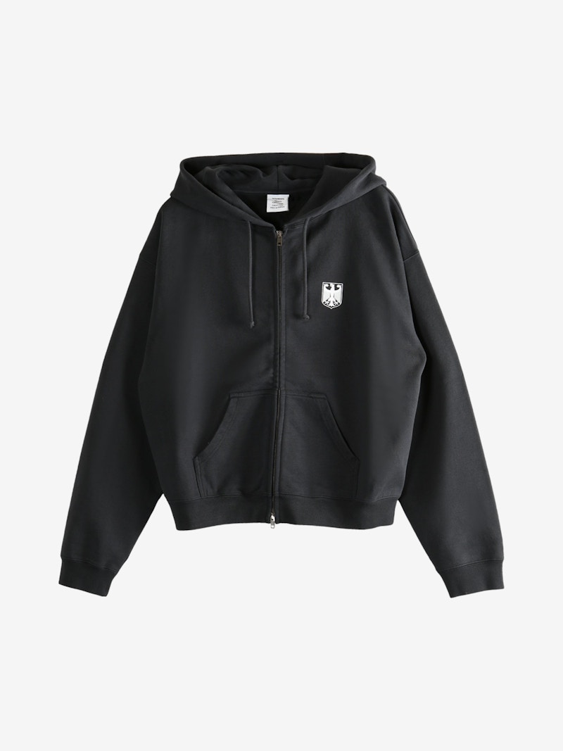 Vetements Polizei Fitted Zip-Up Hoodie Washed Black Men's - FW25 - US